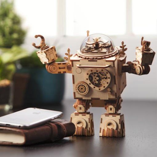 3D ROBOT EN BOIS À MONTER ROBOTIME STEAM PUNK BOITE À MUSIQUE ORPHEUS_3