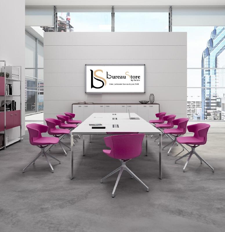 Table de réunion haut de gamme X7 - Officity - Chromé, Blanc, 420_3