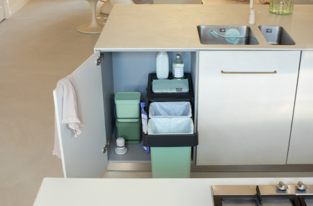Poubelles encastrables Brabantia Sort & Go - 2 x 15 Litres - Dark Grey - Tri des déchets discret_3