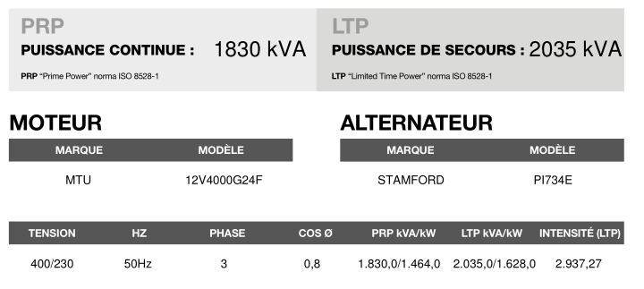 AT-2030 50 Hz triphasé - Groupe électrogène en container Inmesol - 1.464,0 kVA - Moteur MTU - Alternateur Stamford_3