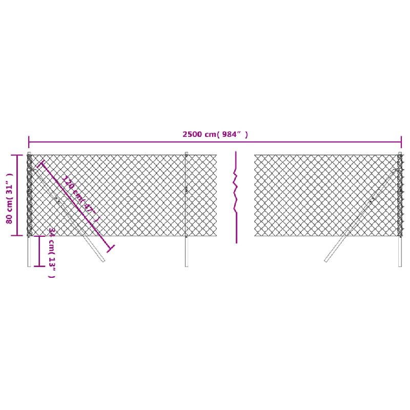 Vidaxl clôture en mailles de chaîne vert 0,8x25 m 153912_3