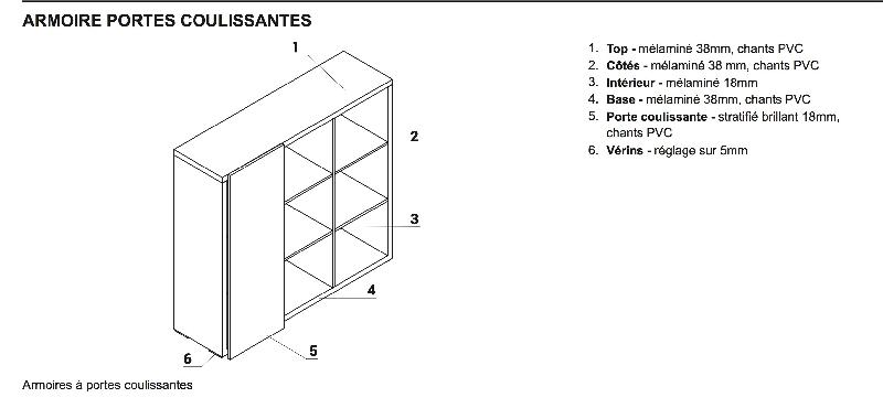 Bibliothèque avec porte coulissante Mito - MDD - Blanc brillant, Sycomore clair_3