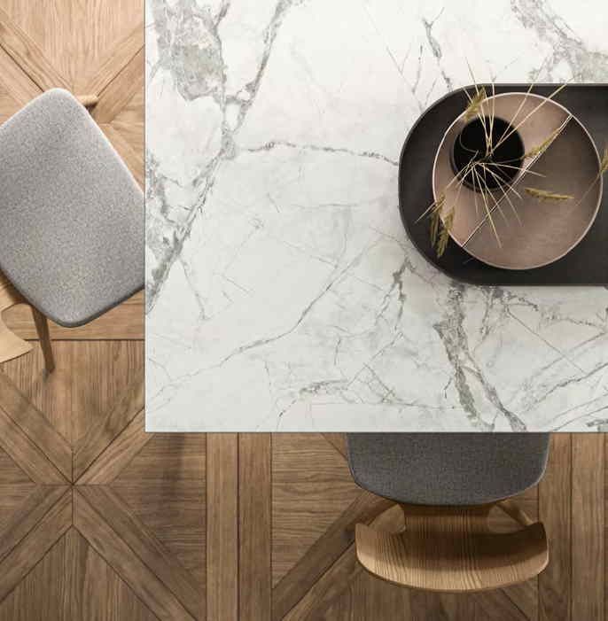 Table de réunion X6 - Plateau grès façon marbre et structure en acier - Design élégant et raffiné_3