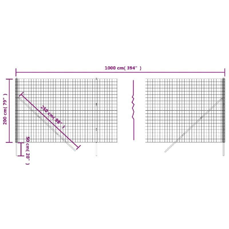 Vidaxl clôture en treillis métallique vert 2x10 m acier galvanisé 154070_3