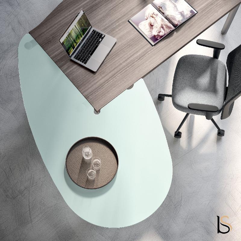 Bureau de direction X time Next avec retour convivialité en verre - Quadrifoglio - 219, Noyer canaletto, Droite_3