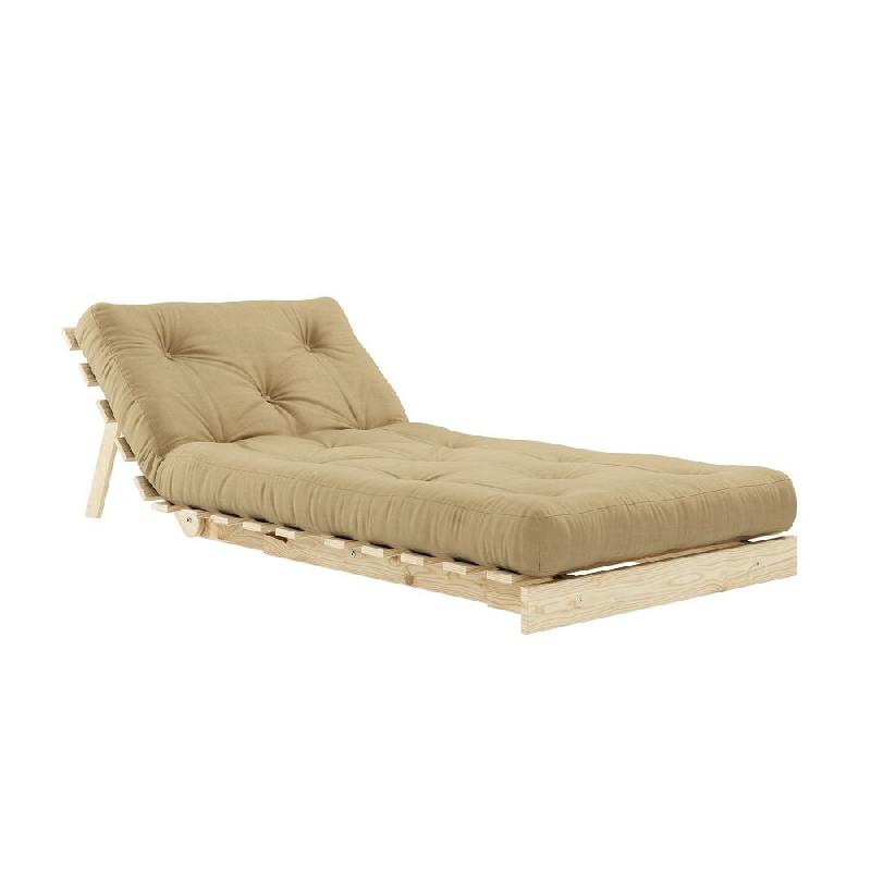 Fauteuil convertible futon ROOTS - pin naturel - coloris beige blé - couchage 90 x 200 cm - design japonais et scandinave_3