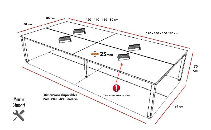 Bench 4 personnes Tempo - Mobel linea - 240, Alu, Acacia foncé_3