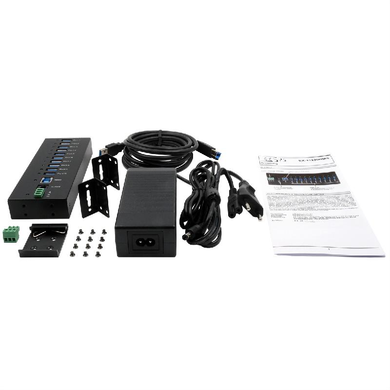 EXSYS EX-11230HMS HUB 10 ports USB 3.2 Gen 1 Din-Rail Kit et mur VIA VL811+ Chipset_3