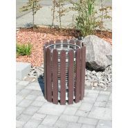 Ar486670 - Poubelle publique ronde Collec - Hahn France - 70L, fil zingué, hanit® marron_3