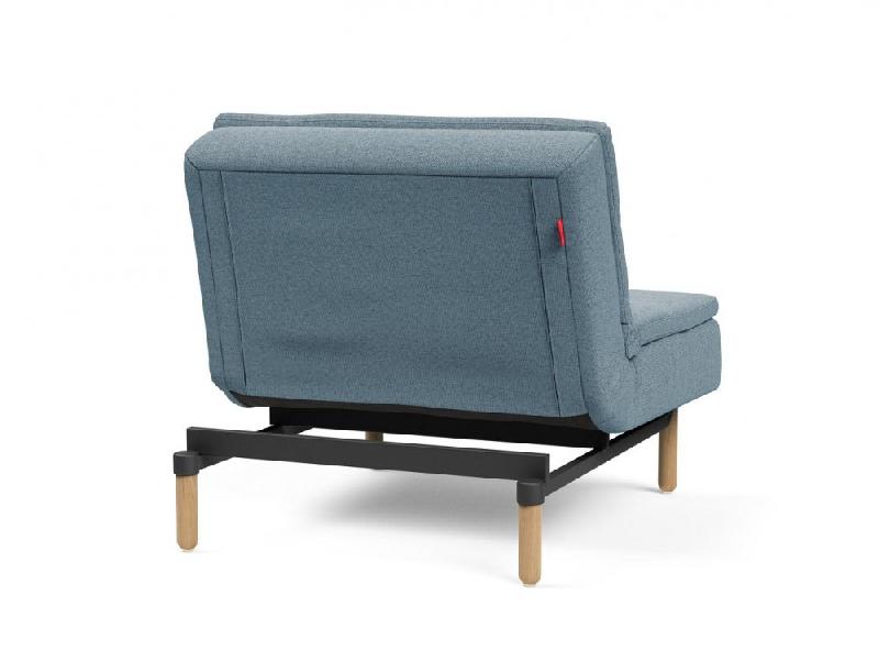 Fauteuil design Dublexo Stem convertible lit 90x115 cm - Pieds obus chêne naturel - Tissu soft indigo_3