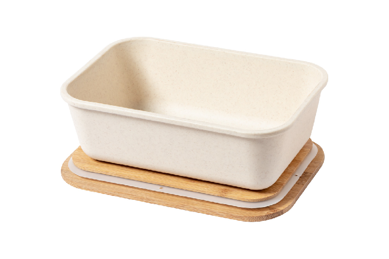 Boîte à lunch en plastique PP - couvercle en bambou - 1000 ml - avec sangle élastique_3