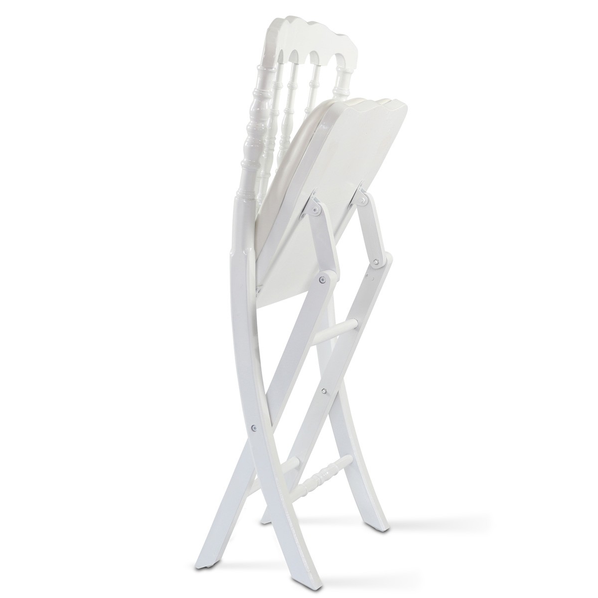 Lot de 2 chaises pliantes Napoléon III - Bois de hêtre vernis - Galette amovible - Usage intérieur/extérieur_3