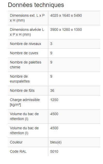 139336W - Conteneur de stockage pour produits dangereux - 3 palettes ou cuves, 3 niveaux, portes battantes_3