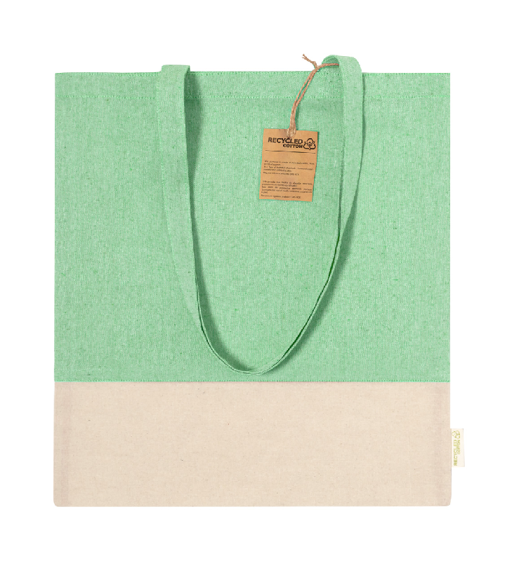 Tote bag - bicolore en coton recyclé 120 g/m² avec anses longues et étiquette distinctive_3