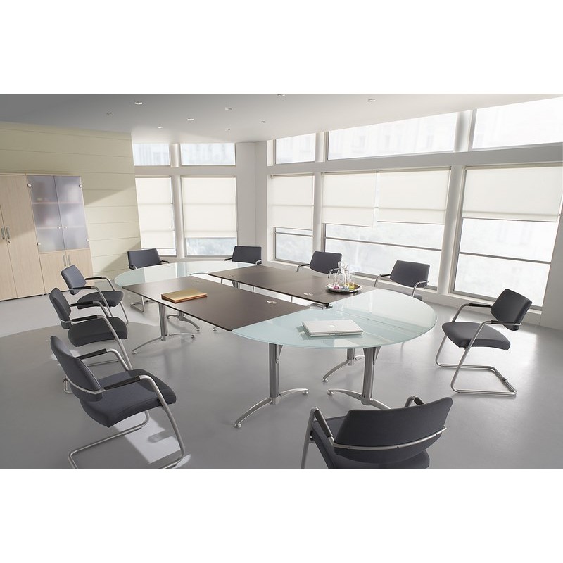 Table de réunion POLYANDRE - Plateau verre - 2 plans droits 180x80 cm - Fabricant CLEN_3