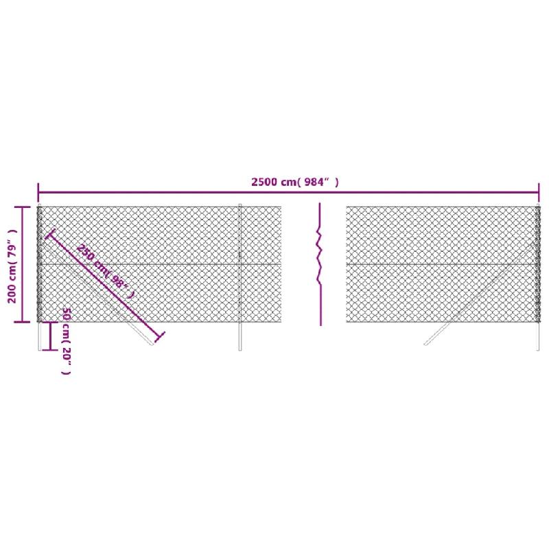 Vidaxl clôture en mailles de chaîne vert 2x25 m 153918_3