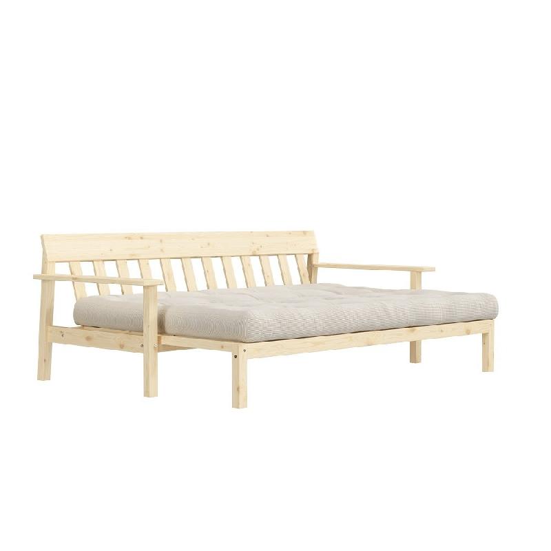 Canapé convertible futon UNWIND en pin naturel - ivoire - 130 x 190 cm - style scandinave_3