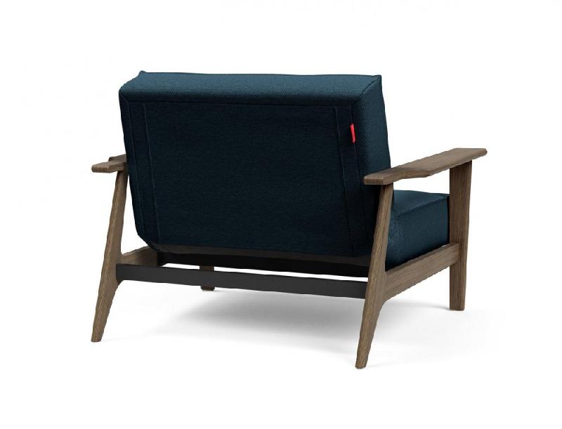 Fauteuil design convertible lit Splitback Frej - Argus Navy Blue - Innovation Living - Accoudoirs Chêne Fumé - 90x115 cm_3