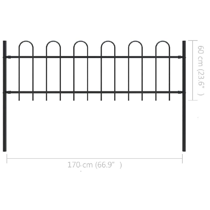 Vidaxl clôture de jardin avec dessus en cerceau acier 1,7 m noir 144928_3