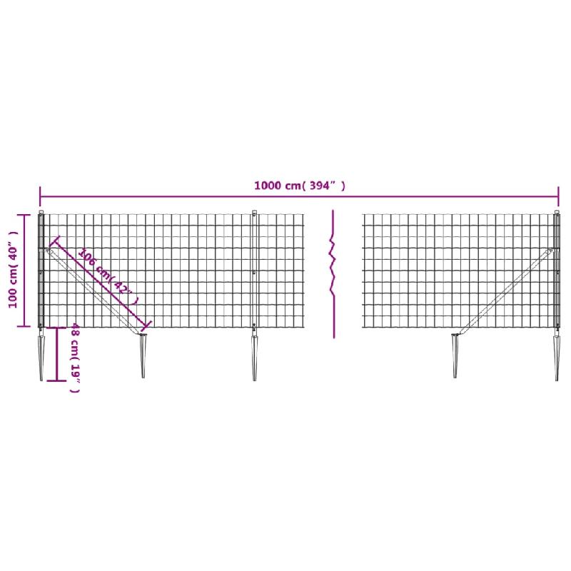 Vidaxl clôture en treillis métallique et piquet d'ancrage vert 1x10m 154113_3