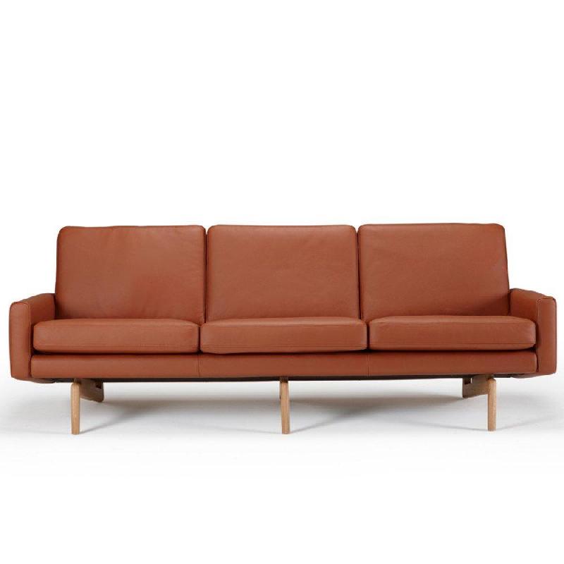Canapé 3 places design scandinave EGSMARK - piétement en chêne verni - cuir cognac - dimensions L216 x H76 x P76 cm_3