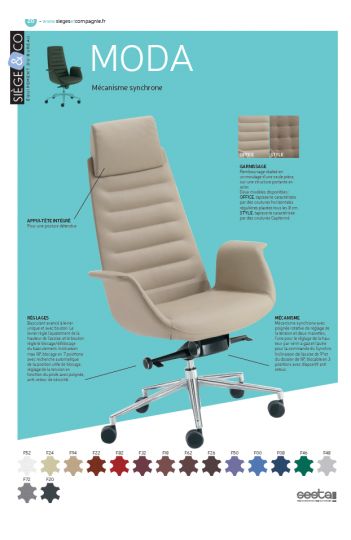 Chaise de direction avec design moderne et piqûres horizontales