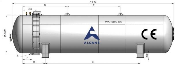 Lpg tanks - citerne à gaz réservoir fixe aérien  - alcane - diamètre 2000 mm_3