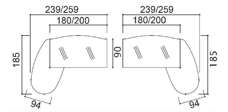 Bureau de direction en verre X time avec retour  - Quadrifoglio. - 239, Droite_3