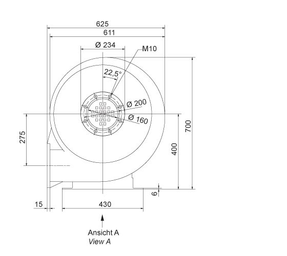 Ventilateur en fonte d'aluminium avec aubes inclinées vers l'arrière