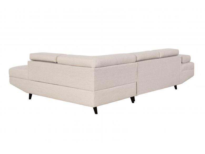 Canapé d'angle méridienne droite RINO convertible beige avec coffre de rangement et pieds laqués noirs_3