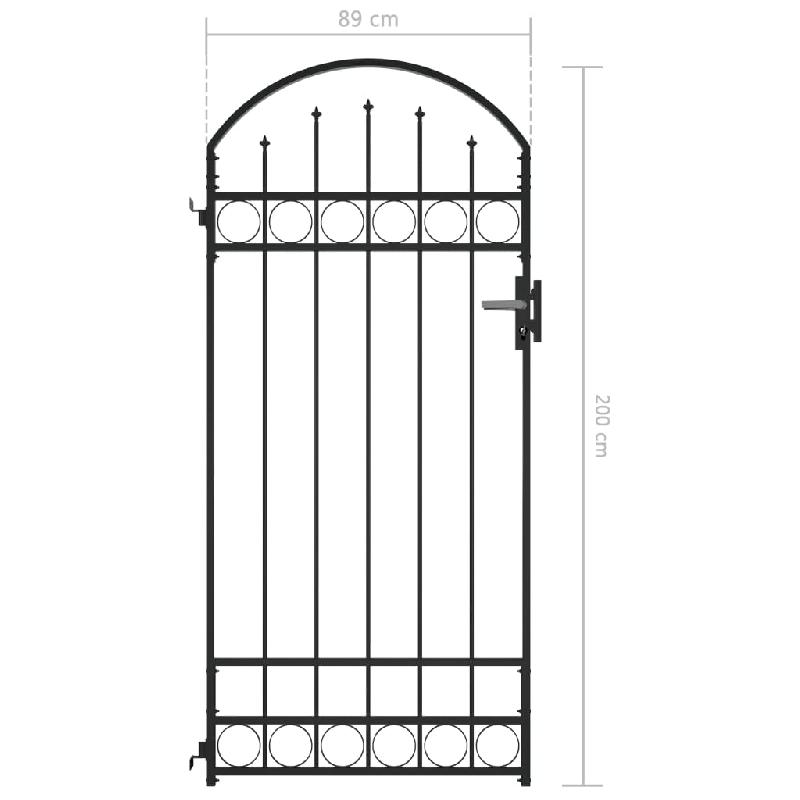 Vidaxl portail de jardin avec dessus arqué acier 89x200 cm noir 145750_3