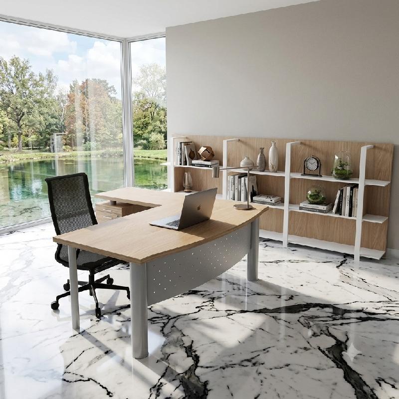 Bureau de direction d'angle X time Next - Quadrifoglio - 160, Alu, Orme, 2 tiroirs_3