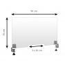 Séparateur central bureau/table 4 mm transparent - H 70 x L 90 cm - Fixation étau médian - Réf : 490767_3