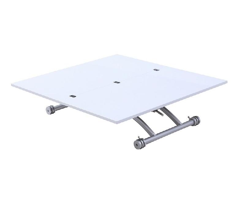Table basse relevable extensible Hirondelle compacte laquée blanc - 100 x 57/114 cm - Design et gain de place_3