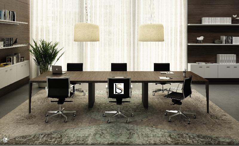 Table de conférence X9 pour 12 personnes - Officity. - Anthracite, Noyer américain_3