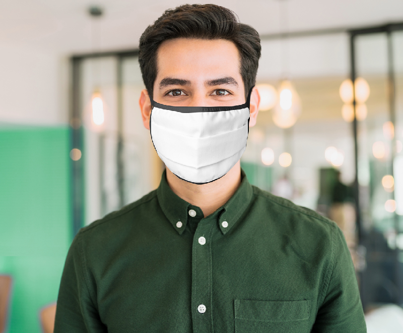 Masque facial lavable en coton - 2 couches - Taille adulte - Réutilisable - Couleur noire_3