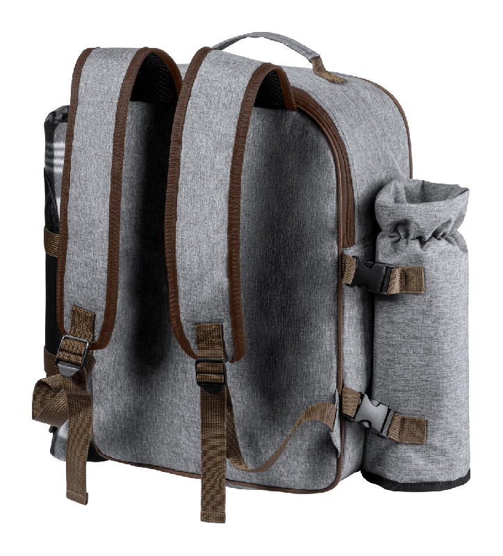 Sac à dos pique-nique isotherme en polyester 600D RPET - Set vaisselle 4 personnes et couverture incluse_3