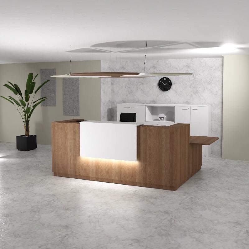 Bureau d'accueil d'angle avec accès PMR Delta Plus - Mobel Linea - 224, Acacia foncé, Droite, Oui_4