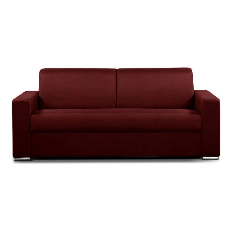 Canapé convertible 2-3 places ALLURE - Matelas mémoire 20 cm - Sommier à lattes - Microfibre Bordeaux_3