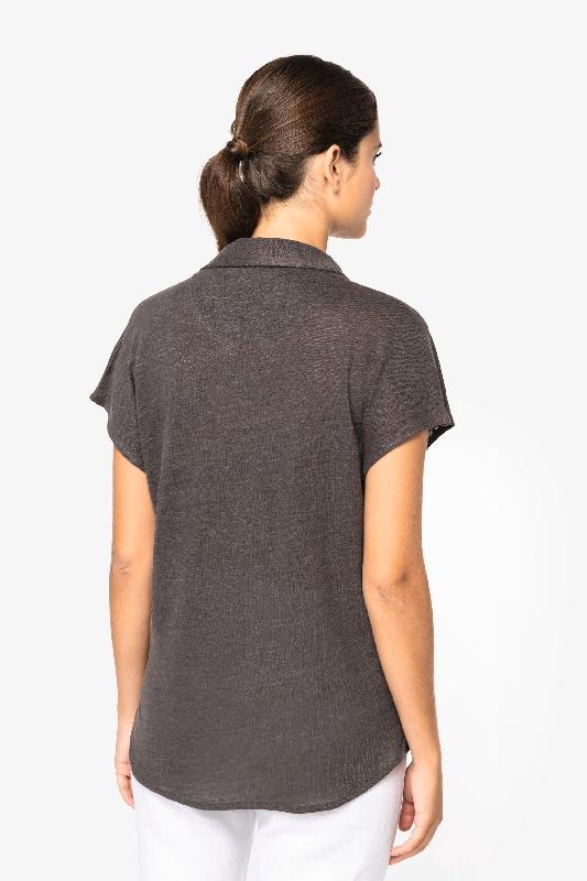 Polo en lin femme - Réf: NS221 - 100% lin - Coupe ajustée avec manches tombantes - Marque Native Spirit_3