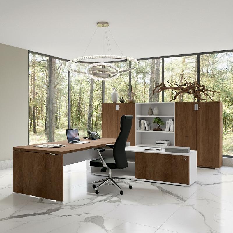 Bureau Bi-colore TAK avec rangement intégré - Mobel Linea - 245, Acacia foncé, Droite_3