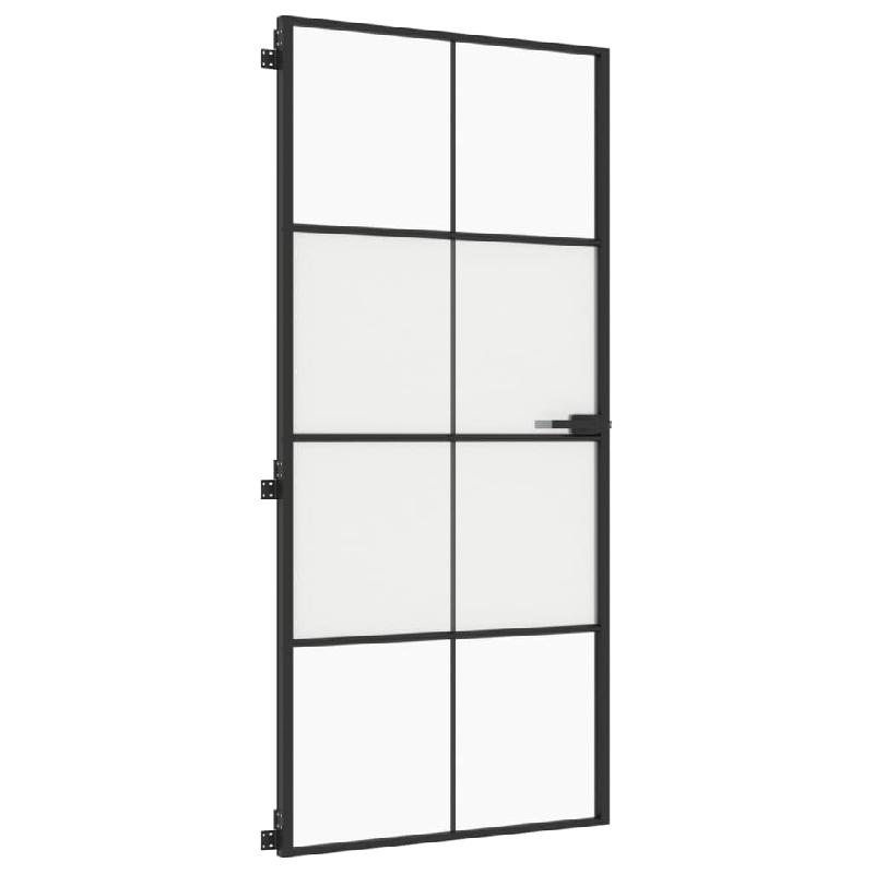 Vidaxl porte intérieure mince noir 93x201,5 cm verre trempé aluminium 155128_3
