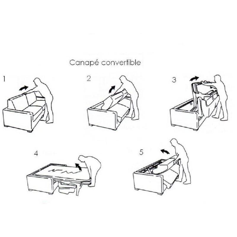 Canapé lit compact 3 places Normann - 140 cm - Matelas 16 cm - Ouverture express - Accoudoirs bois - Tweed gris platine_3