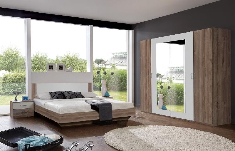 Lit design EVA - Couchage 160 x 200 cm - Chêne châtaigne avec rechampis blancs_3