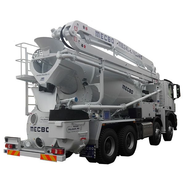 Camion pour transport et pompage de béton avec malaxeur et mât 24m