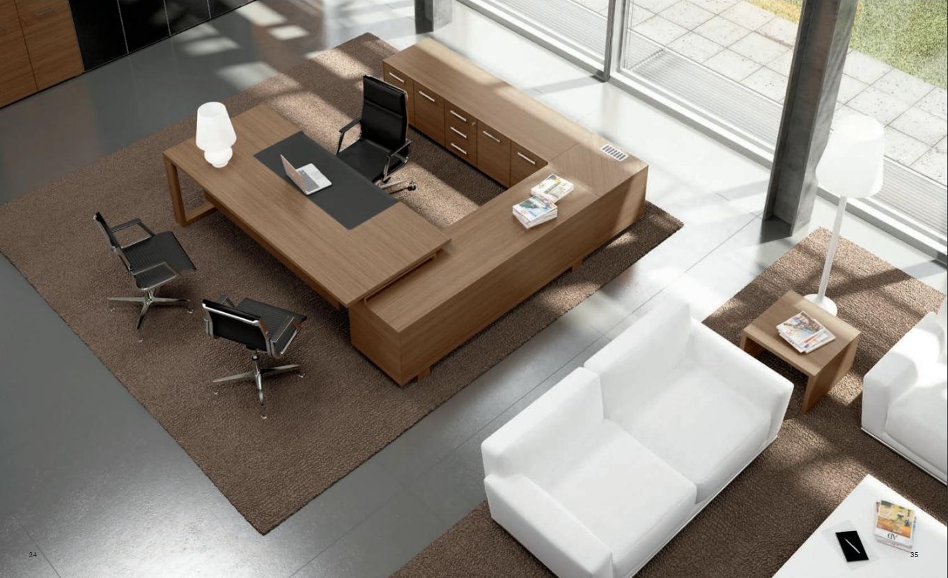 Bureau de direction contemporain et élégant - Arche - bois et cuir de grande qualité_3