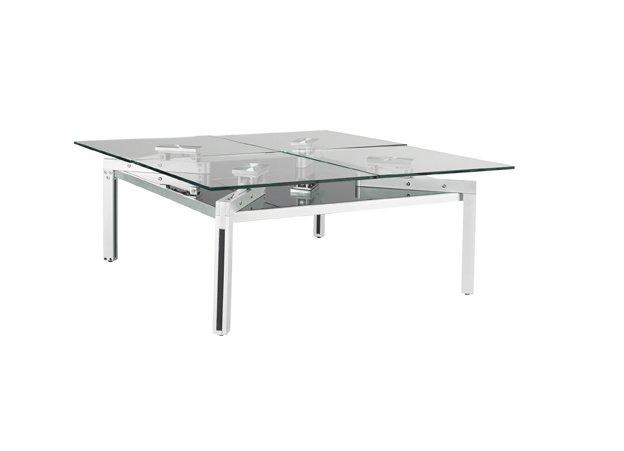 Table basse Quatuor - verre trempé 12mm et acier satiné - fabrication française_3
