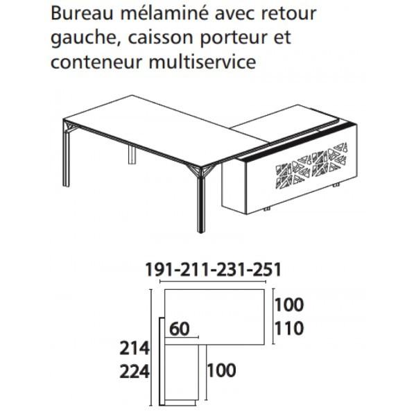 Bureau d'angle X8 avec caisson de rangement - Officity. - 211, Orme_3