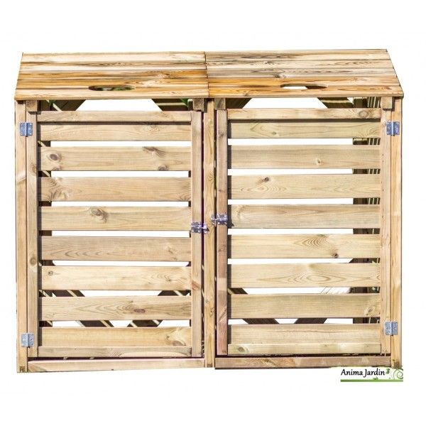 Cache-conteneurs et abris poubelle double en bois autoclavé - Anima Jardin - Pin sylvestre FSC_3
