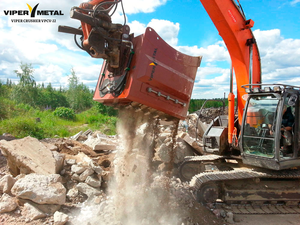 Godets concasseurs pour broyage des déchets - Viper Crusher VPCV-22 - Vipermetal - Moteur à tambour rotatif lent - Matériaux difficiles_3